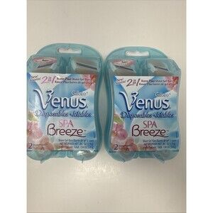 2 Packs of Gillette Venus Spa Breeze 2 in 1 Disposable Razor Plus Shave Gel Bars